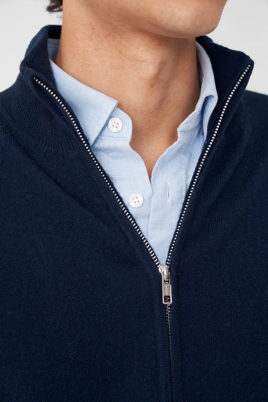 Full-Zip Cashmere Navy